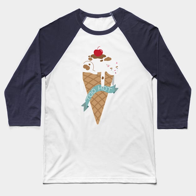 Ice Cream Cat Baseball T-Shirt by Caden Davis Designs